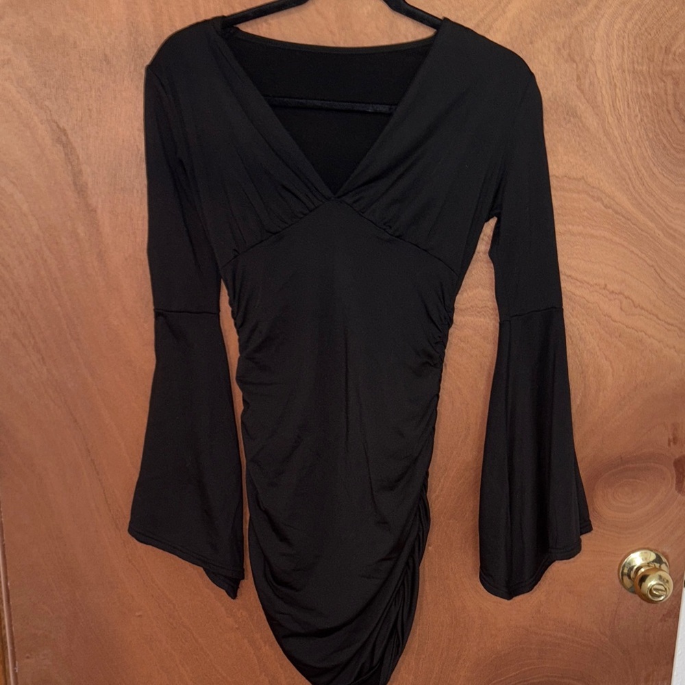 SHEIN Elegant Black Long Sleeve Dress